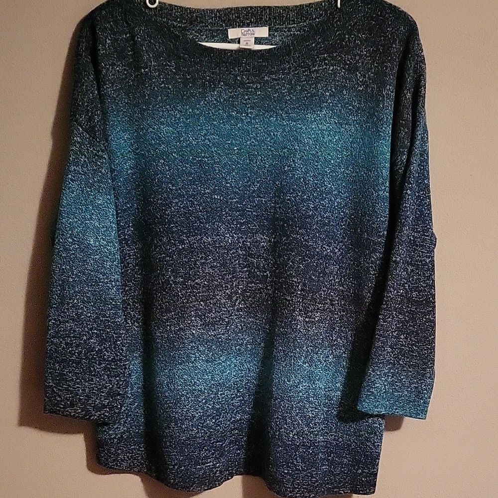Croft & Barrow Gradient Teal To Navy Knit Sweater